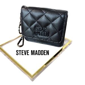 Steve Madden NWOT Black Quilted Mini Wallet/Keychain/Bag Charm